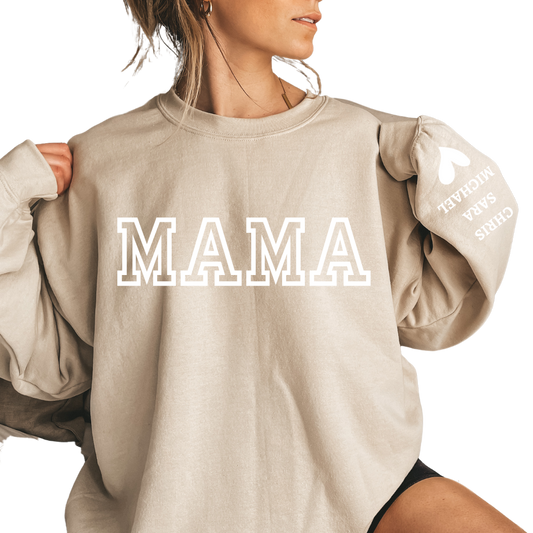 MAMA Sweatshirt with Personalized Kids' Names on Sleeve