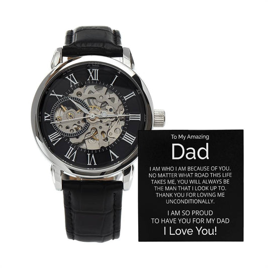 To My Amazing Dad | Men's Black Leather Band Watch