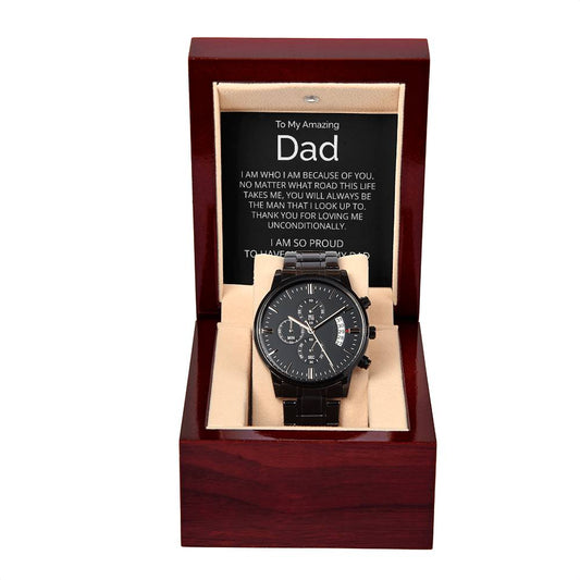 To My Amazing Dad | Black Stainless Steel Watch