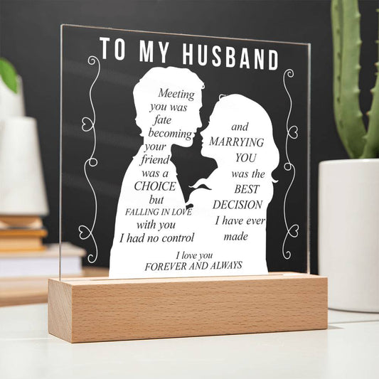 To My Husband Square Acrylic Plaque