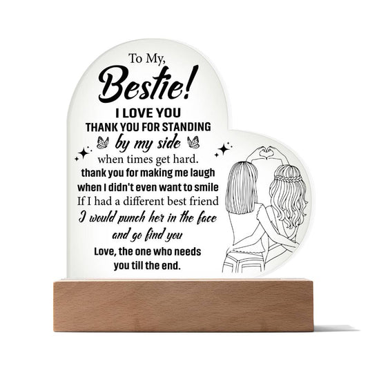 To My Bestie | Heart Shaped Acrylic Plaque