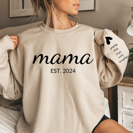 Personalized Sweatshirt with Kids' Names on Sleeve