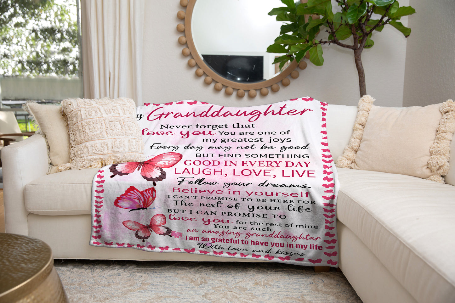 To My Granddaughter | Cozy Laugh, Love, Live Blanket