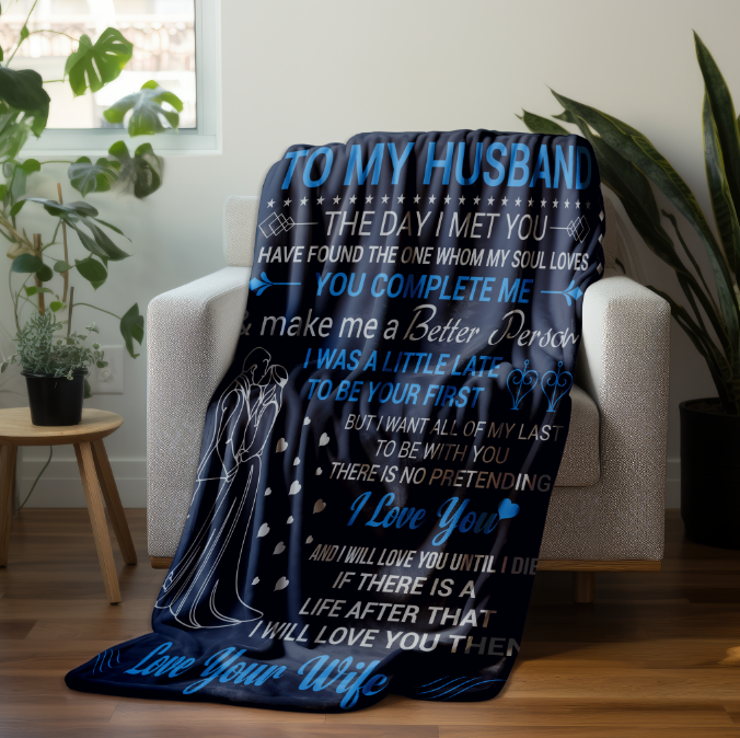 To My Husband | Velveteen Plush Blanket