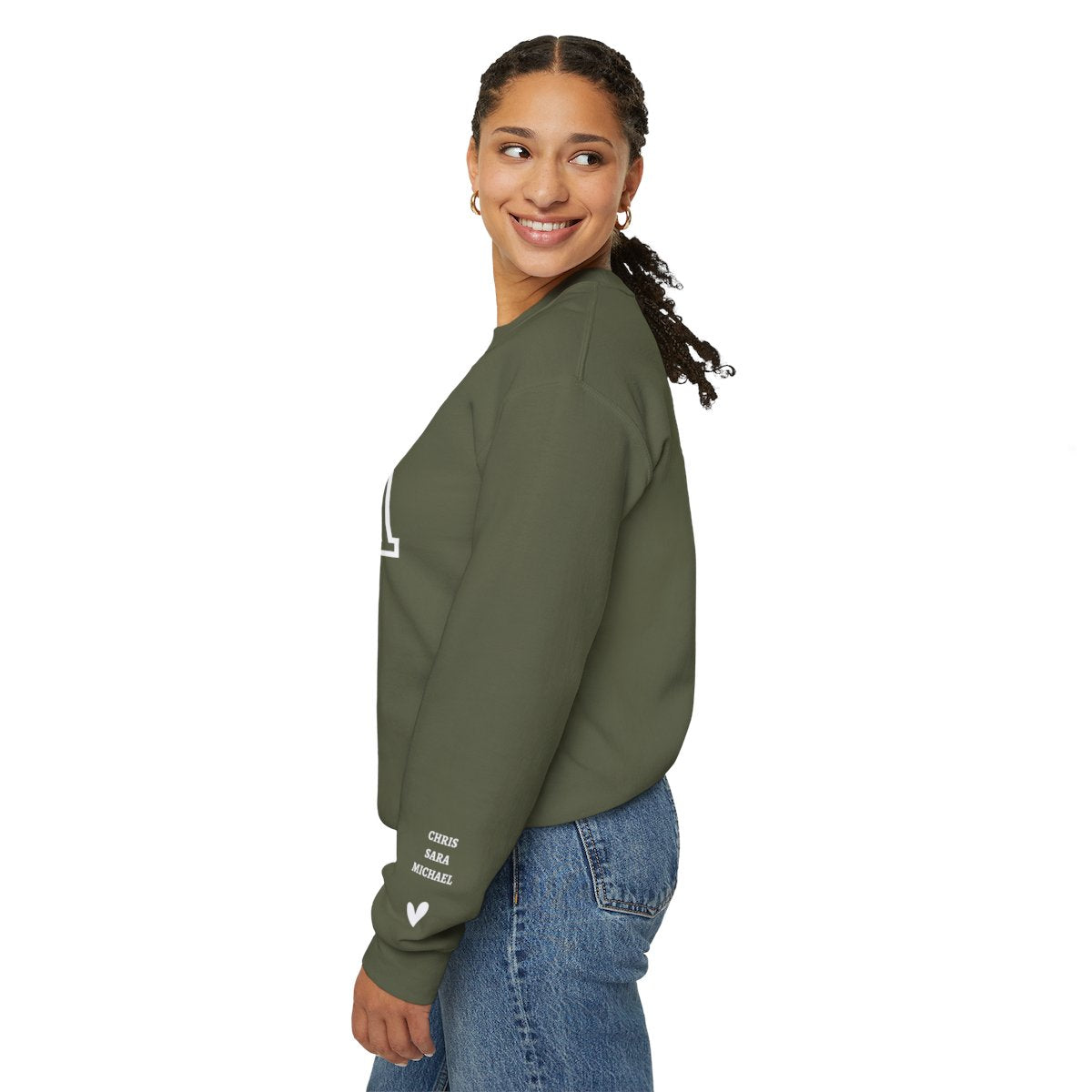 MAMA Sweatshirt with Personalized Kids' Names on Sleeve