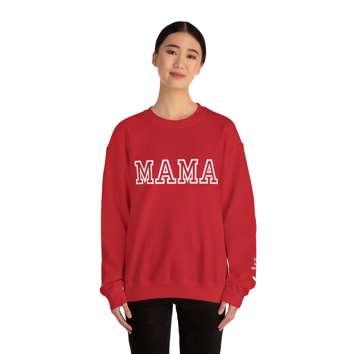 MAMA Sweatshirt with Personalized Kids' Names on Sleeve